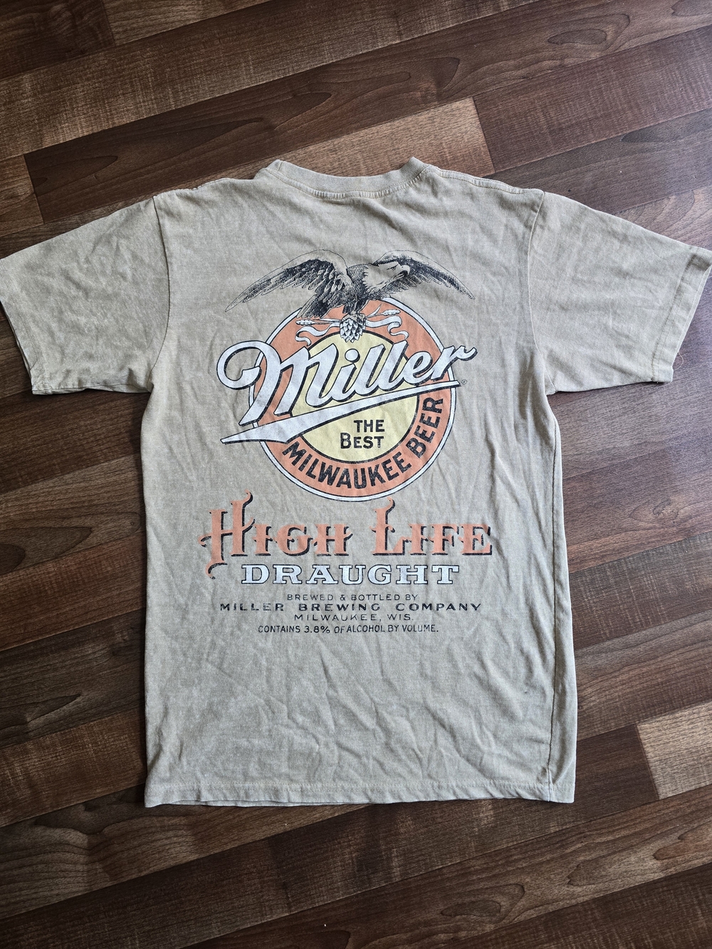 Miller High Life Short Sleeve Graphic Tee in Beige